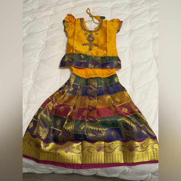 None Other - South Indian Pattu Pavadai set for girls 3-5 years old NWOT